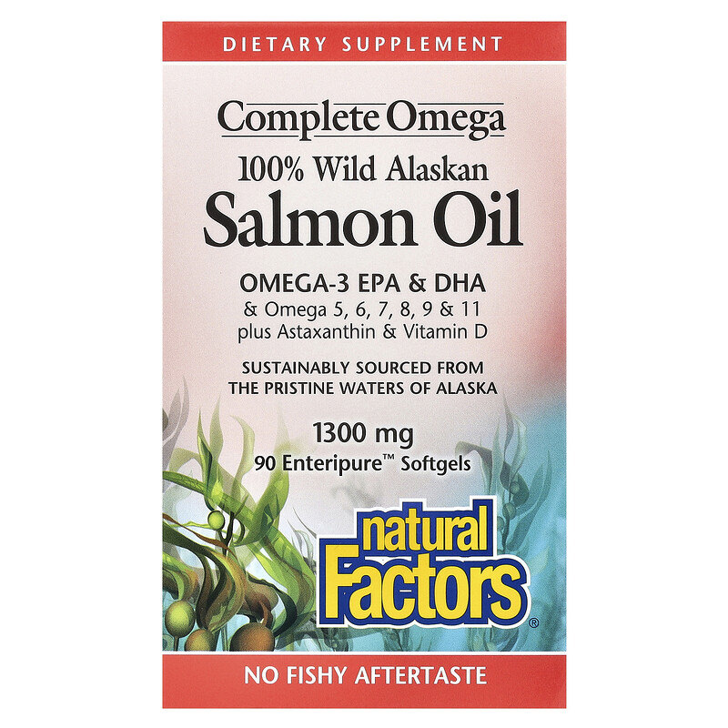 Natural Factors, 100% жир дикого аляскинского лосося, 1300 мг, 90 капсул Enteripure
Natural Factors, 100% жир дикого аляскинского лосося, 1300 мг, 90 капсул Enteripure