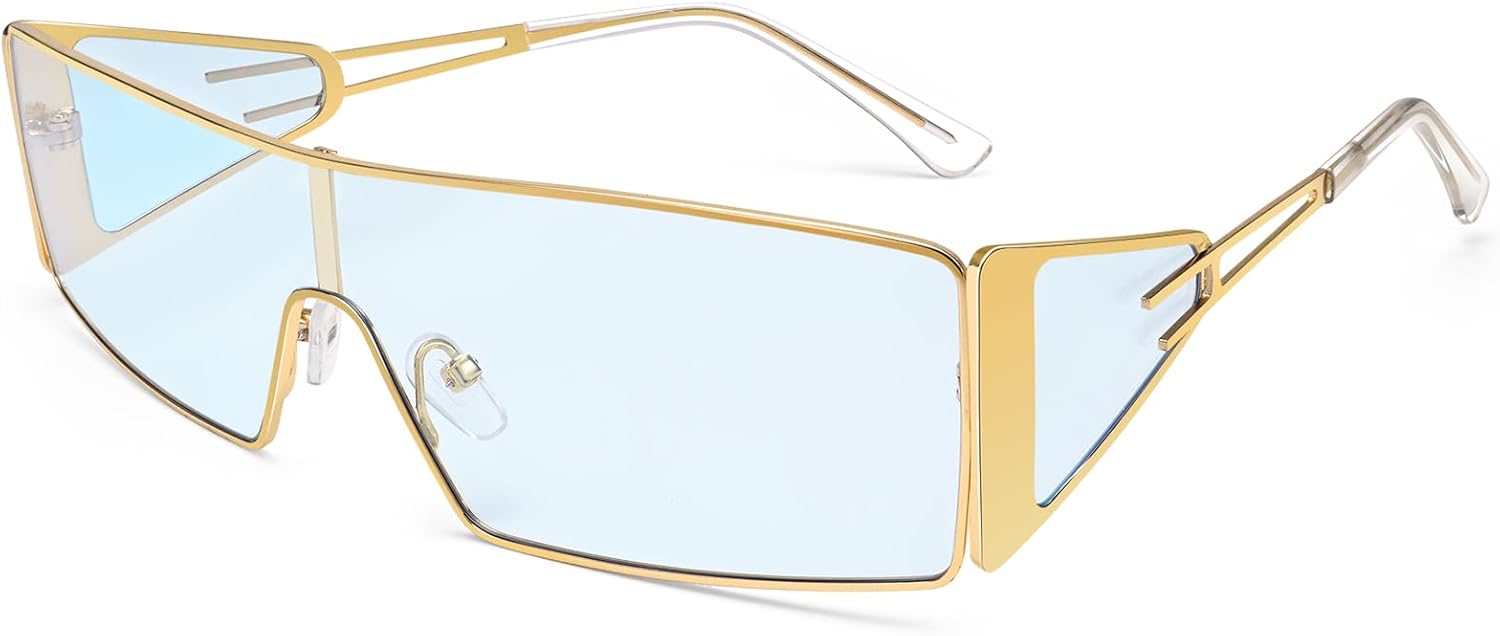 Солнцезащитные очки Dollger Y2K для женщин и мужчин, модные прямоугольные очки с обтекаемой формой и крупной металлической оправой, стильные аксессуары 2000-х годов, защита от УФ-излучения, Gold Frame Blue Lens
Солнцезащитные очки Dollger Y2K для женщин и мужчин, модные прямоугольные очки с обтекаемой формой и крупной металлической оправой, стильные аксессуары 2000-х годов, защита от УФ-излучения, Gold Frame Blue Lens
