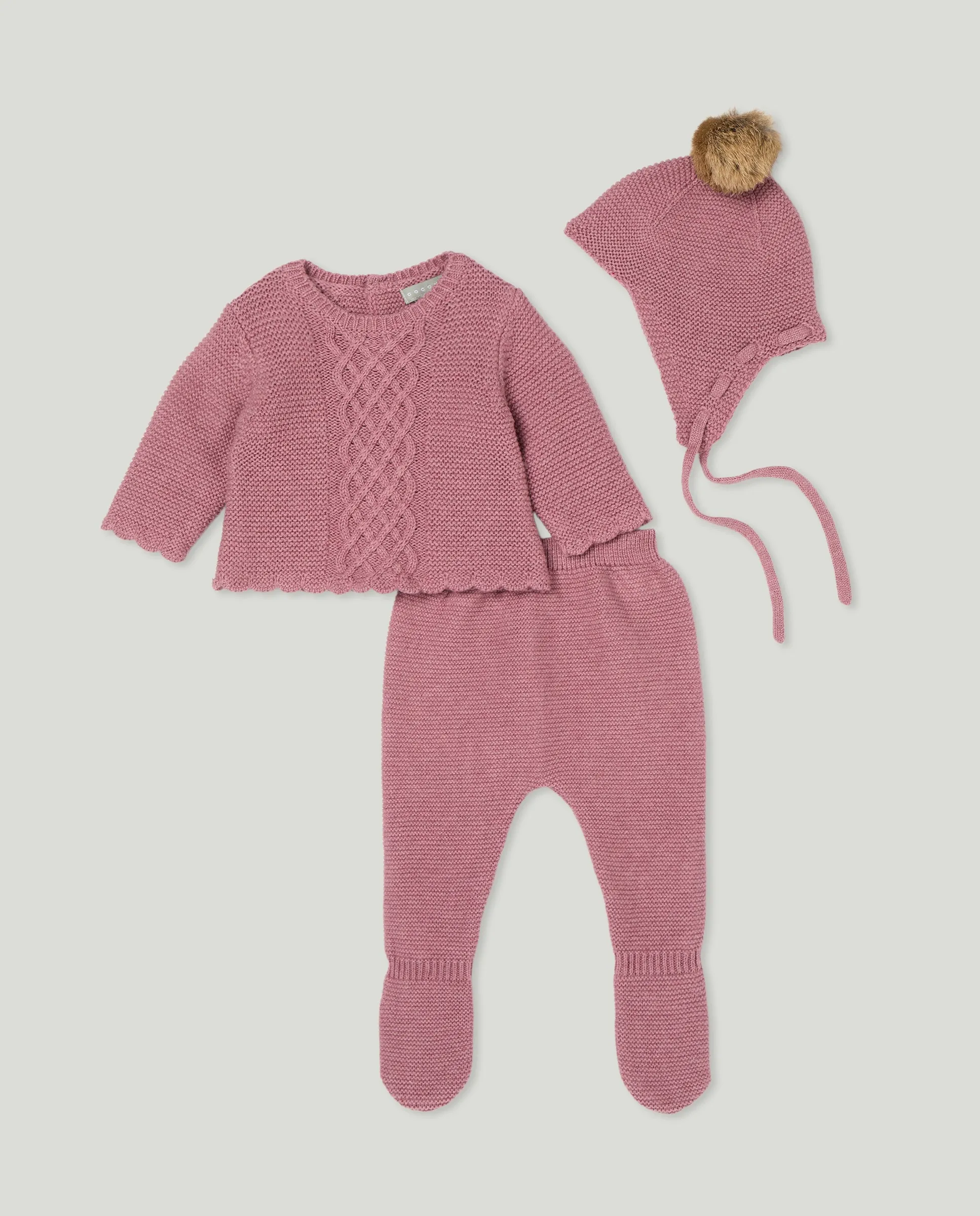 Комплект из 3 предметов с капюшоном и помпоном из кроличьего меха для малышей Coconut El Corte Inglés, темно-розовый
Комплект из 3 предметов с капюшоном и помпоном из кроличьего меха для малышей Coconut El Corte Inglés, темно-розовый