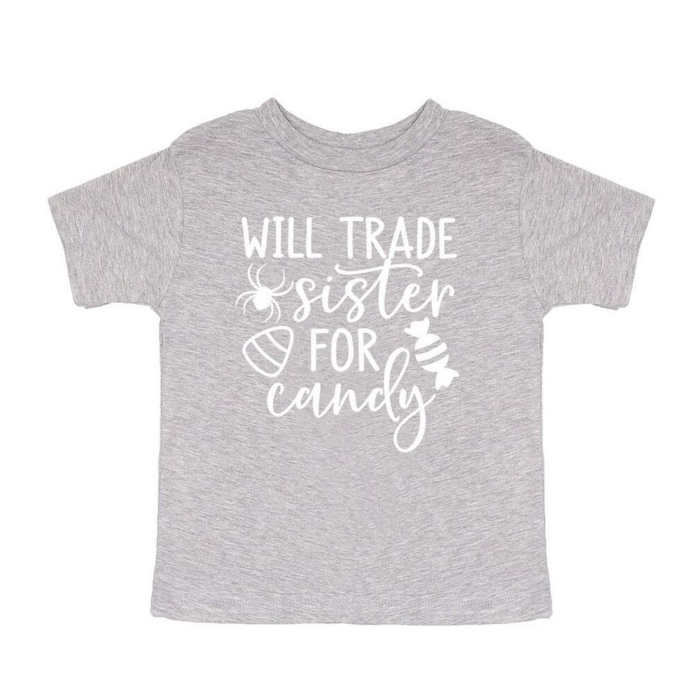 Футболку с короткими рукавами и рисунком для малышей Will Trade Sister на Candy The Juniper Shop, цвет Heather Grey 
Футболку с короткими рукавами и рисунком для малышей Will Trade Sister на Candy The Juniper Shop, цвет Heather Grey