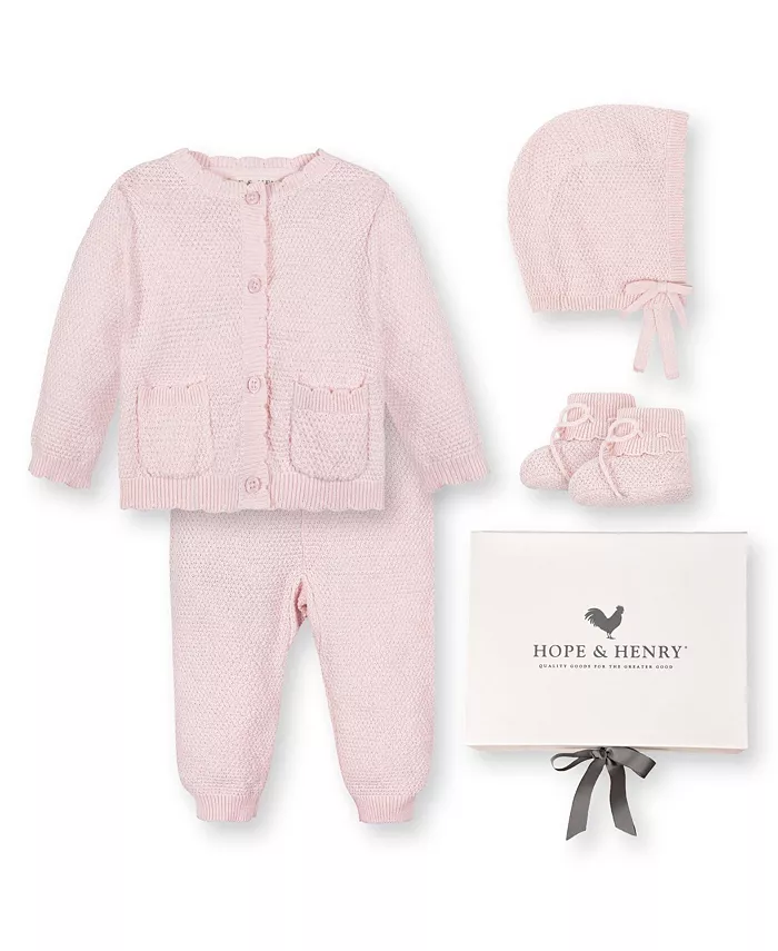 Детский подарочный набор из 5 предметов: органический свитер, кардиган, леггинсы, шапочка и пинетки Hope & Henry, розовый
Детский подарочный набор из 5 предметов: органический свитер, кардиган, леггинсы, шапочка и пинетки Hope & Henry, розовый