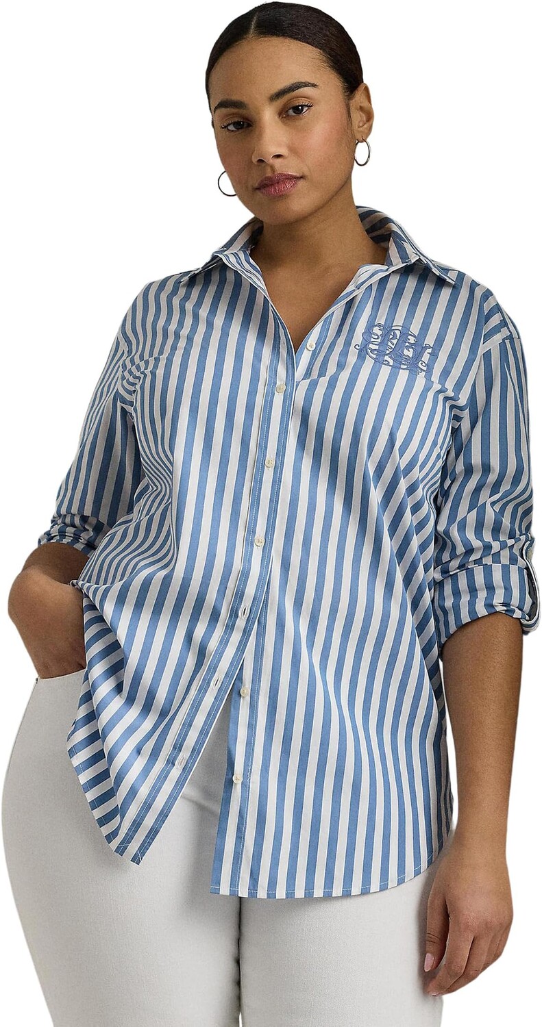 Рубашка LAUREN Ralph Lauren Plus-Size Oversize Striped Cotton Broadcloth Shirt, цвет Pale Azure/White
Рубашка LAUREN Ralph Lauren Plus-Size Oversize Striped Cotton Broadcloth Shirt, цвет Pale Azure/White