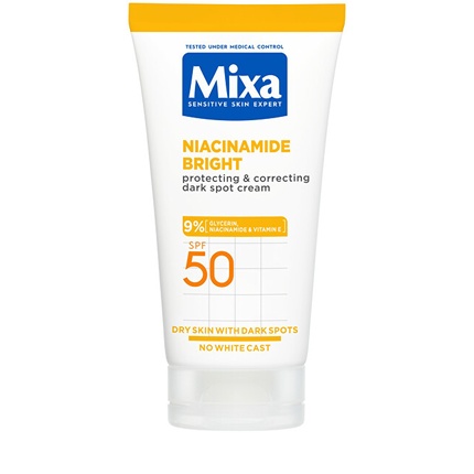 Защитный и корректирующий крем от темных пятен Spf 50 Niacinamide Bright - 50 мл Mixa
Защитный и корректирующий крем от темных пятен Spf 50 Niacinamide Bright - 50 мл Mixa