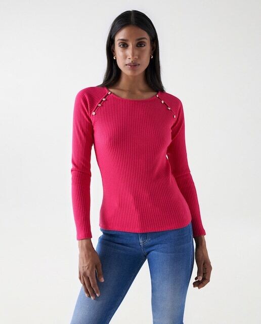 Женский свитер с длинными рукавами и аппликациями Salsa Jeans, розовый
Женский свитер с длинными рукавами и аппликациями Salsa Jeans, розовый