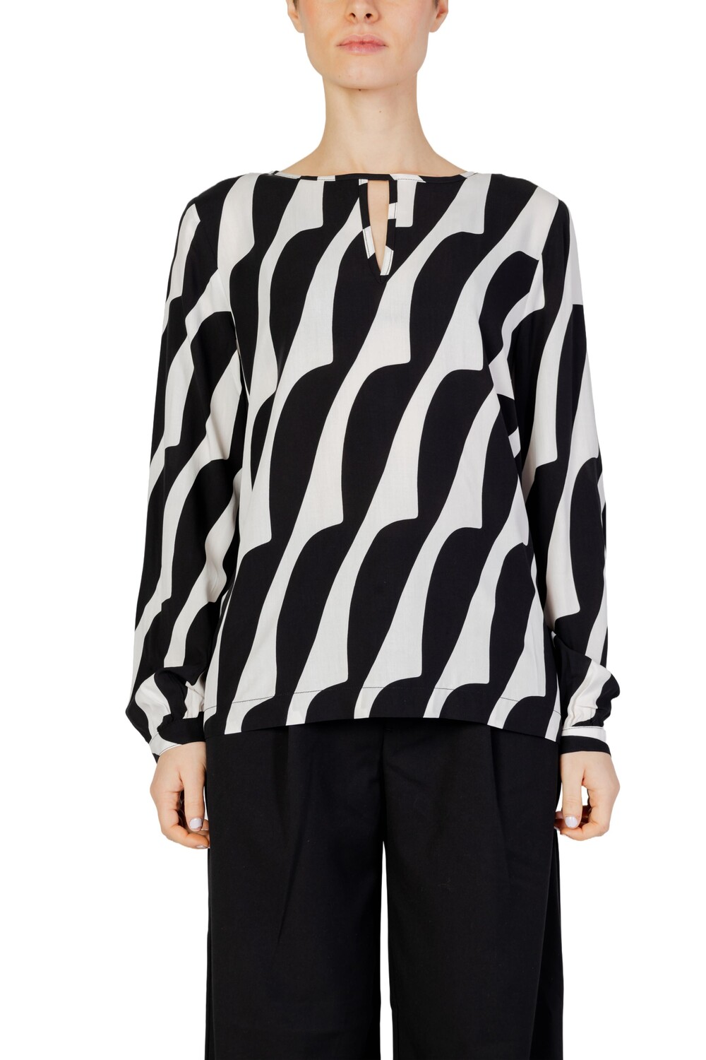 Блуза Street One с принтом, черный/белый 
Блуза Street One с принтом, черный/белый