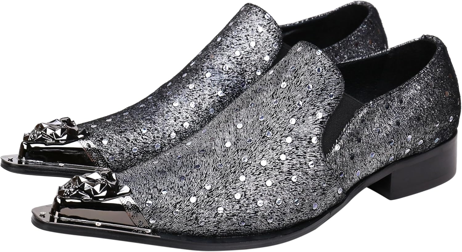 Мужские лоферы Santimon с острым носком, из мерцающей кожи, модные повседневные туфли с металлическим наконечником в западном стиле, серебро
Мужские лоферы Santimon с острым носком, из мерцающей кожи, модные повседневные туфли с металлическим наконечником в западном стиле, серебро