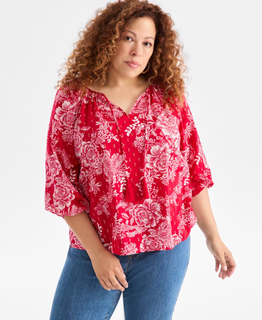 Блузка большого размера с V-образным вырезом, принтом и рукавами-фонариками, эксклюзивно для Macy's Style & Co, Holiday Dark Red
Блузка большого размера с V-образным вырезом, принтом и рукавами-фонариками, эксклюзивно для Macy's Style & Co, Holiday Dark Red
