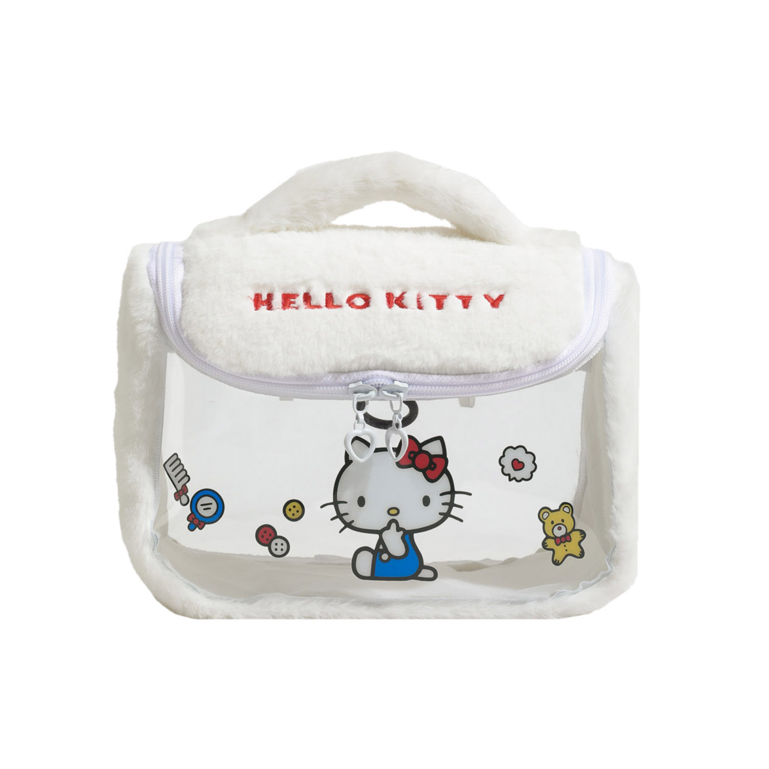 Sanrio Косметичка Hello Kitty из ПВХ с полиэстером средний размер женская белая, White Hello Kitty 
Sanrio Косметичка Hello Kitty из ПВХ с полиэстером средний размер женская белая, White Hello Kitty