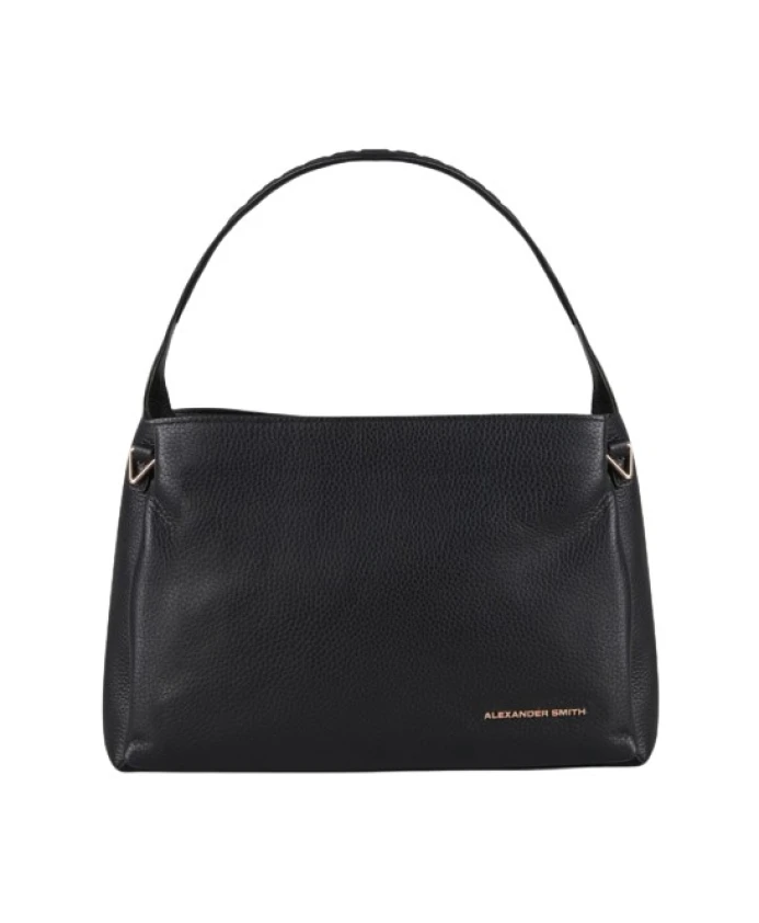 Черная кожаная сумка через плечо с логотипом Alexander Smith, черный
Черная кожаная сумка через плечо с логотипом Alexander Smith, черный