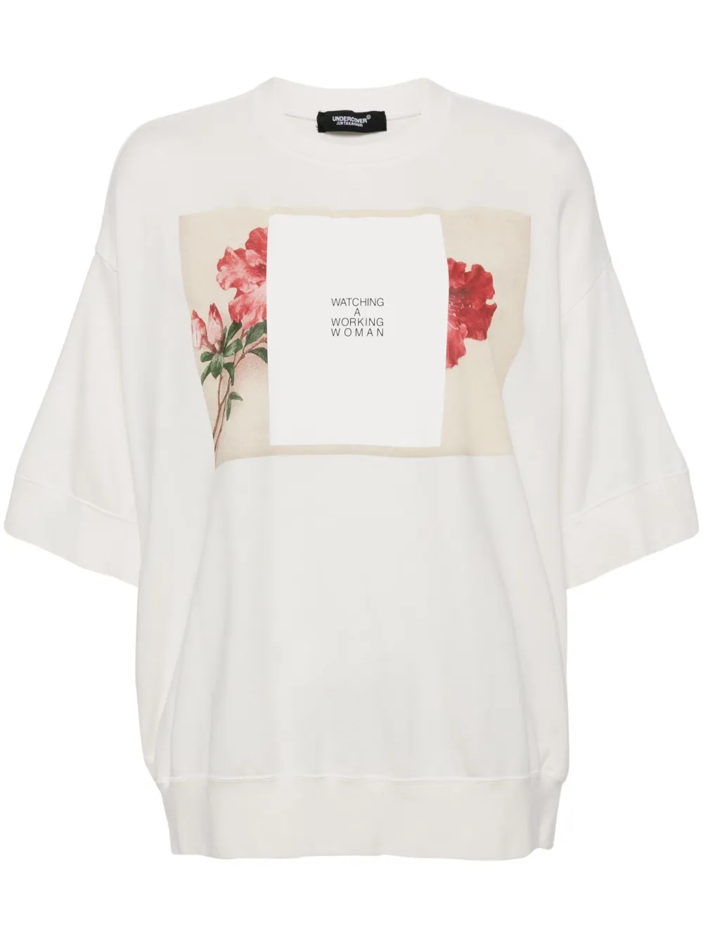 Блузка с короткими рукавами и графичным принтом Undercover, нейтральный 
Блузка с короткими рукавами и графичным принтом Undercover, нейтральный