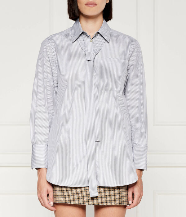 Рубашка женская Marella Sport в полоску с галстуком, бело-синий
Рубашка женская Marella Sport в полоску с галстуком, бело-синий