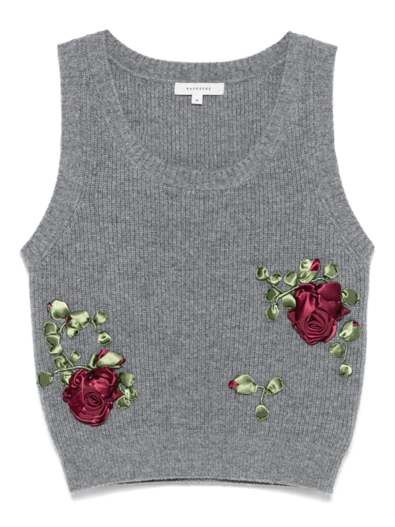 Топ в рубчик с цветочной аппликацией MARKGONG, серый
Топ в рубчик с цветочной аппликацией MARKGONG, серый