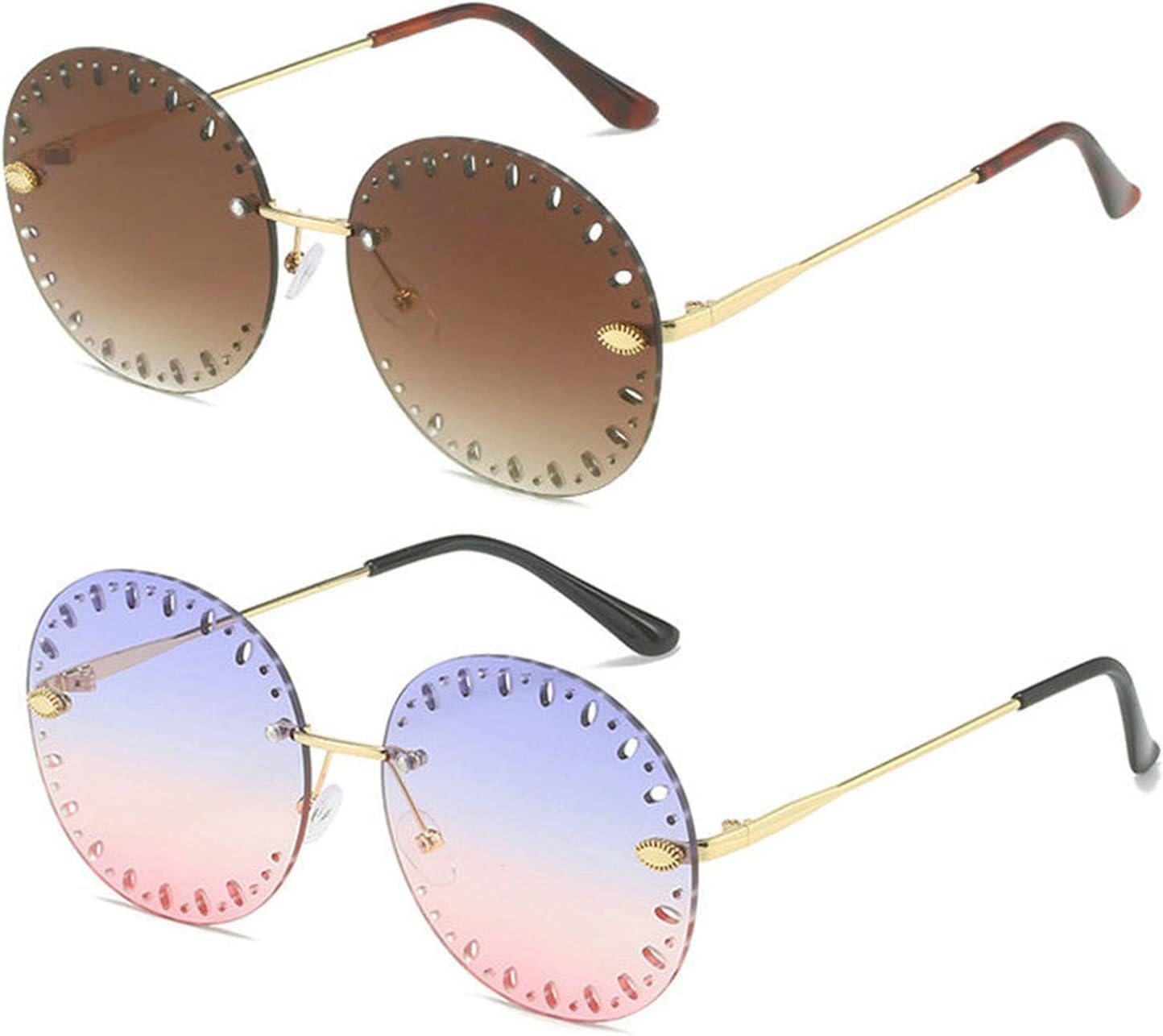 Willochra Модные круглые солнцезащитные очки без оправы для женщин и мужчин, винтажные очки без оправы, конфетные цвета, защита от УФ-излучения UV400, 2pcs-purple Pink&brown
Willochra Модные круглые солнцезащитные очки без оправы для женщин и мужчин, винтажные очки без оправы, конфетные цвета, защита от УФ-излучения UV400, 2pcs-purple Pink&brown