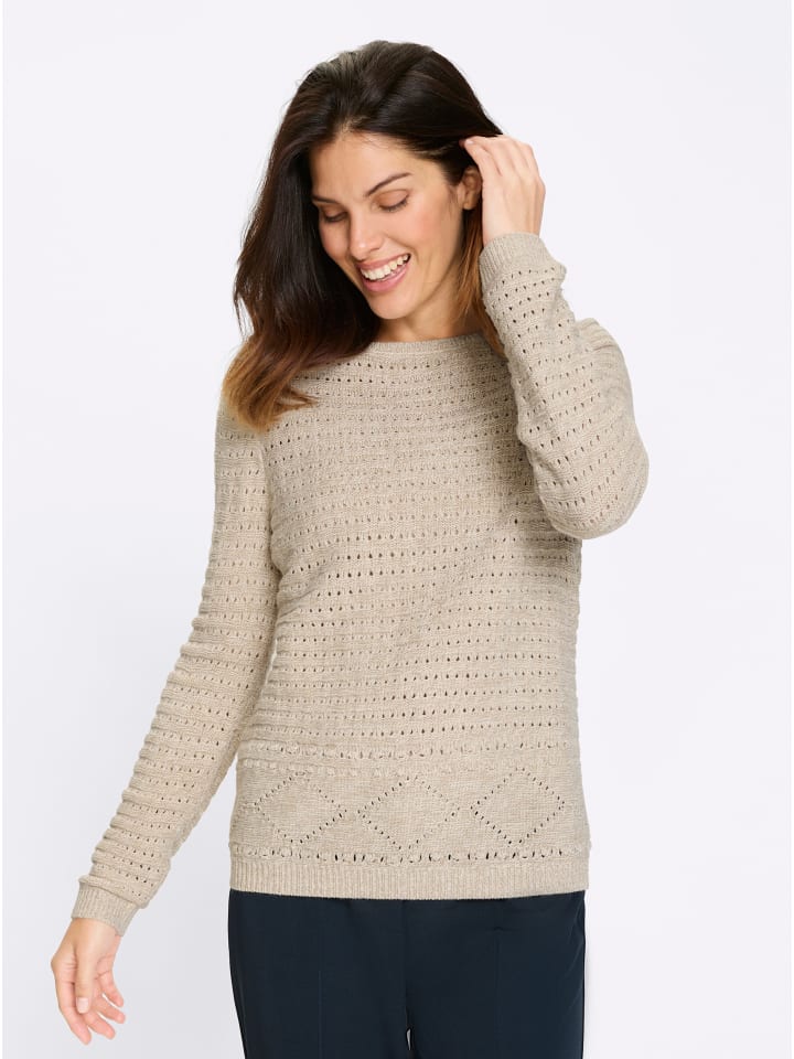 Ажурный свитер в песочно-экрю-крапинку Sieh an!
Ажурный свитер в песочно-экрю-крапинку Sieh an!