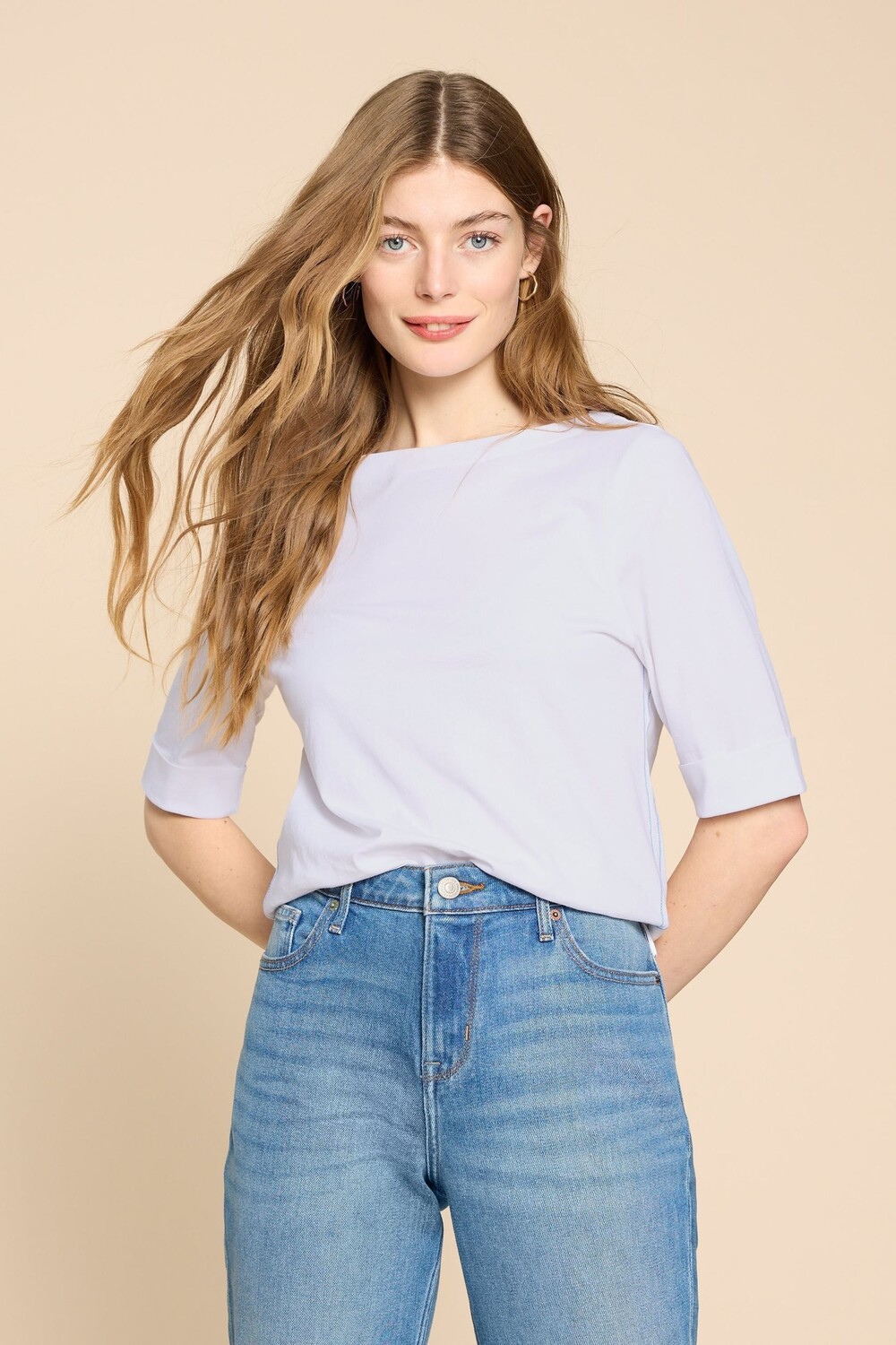 Сиднейская футболка с вырезом «лодочка» White Stuff, белый 
Сиднейская футболка с вырезом «лодочка» White Stuff, белый