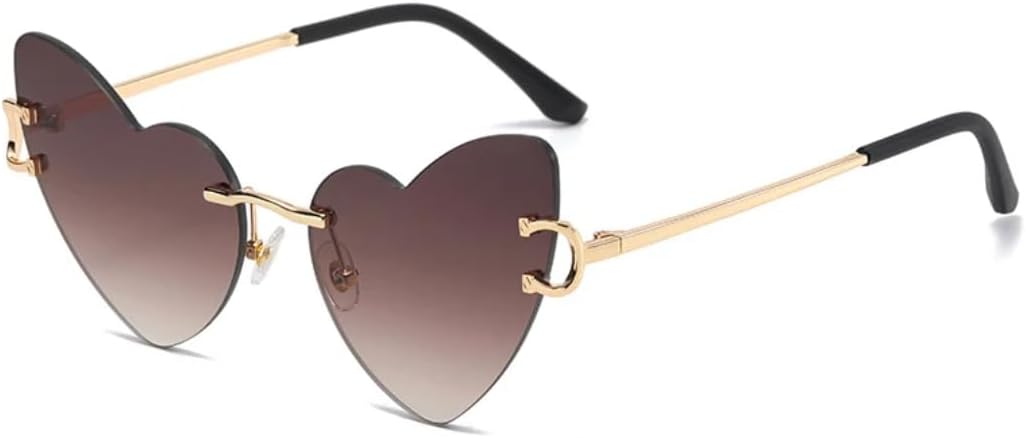 Роскошные металлические солнцезащитные очки в форме сердца без оправы для женщин и мужчин, модные, для путешествий и вечеринок, с защитой от УФ-излучения UV400 TVTBBVV, Gold Brown
Роскошные металлические солнцезащитные очки в форме сердца без оправы для женщин и мужчин, модные, для путешествий и вечеринок, с защитой от УФ-излучения UV400 TVTBBVV, Gold Brown