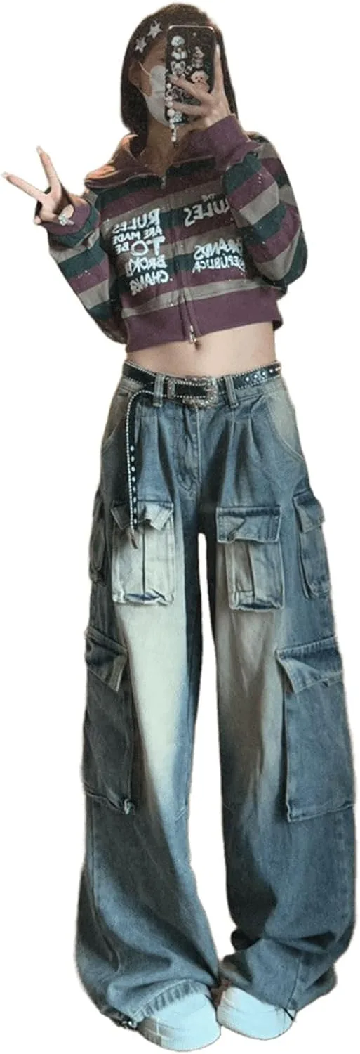 Джинсы Y2K с множеством карманов и широкими штанинами UICIOP
Джинсы Y2K с множеством карманов и широкими штанинами UICIOP