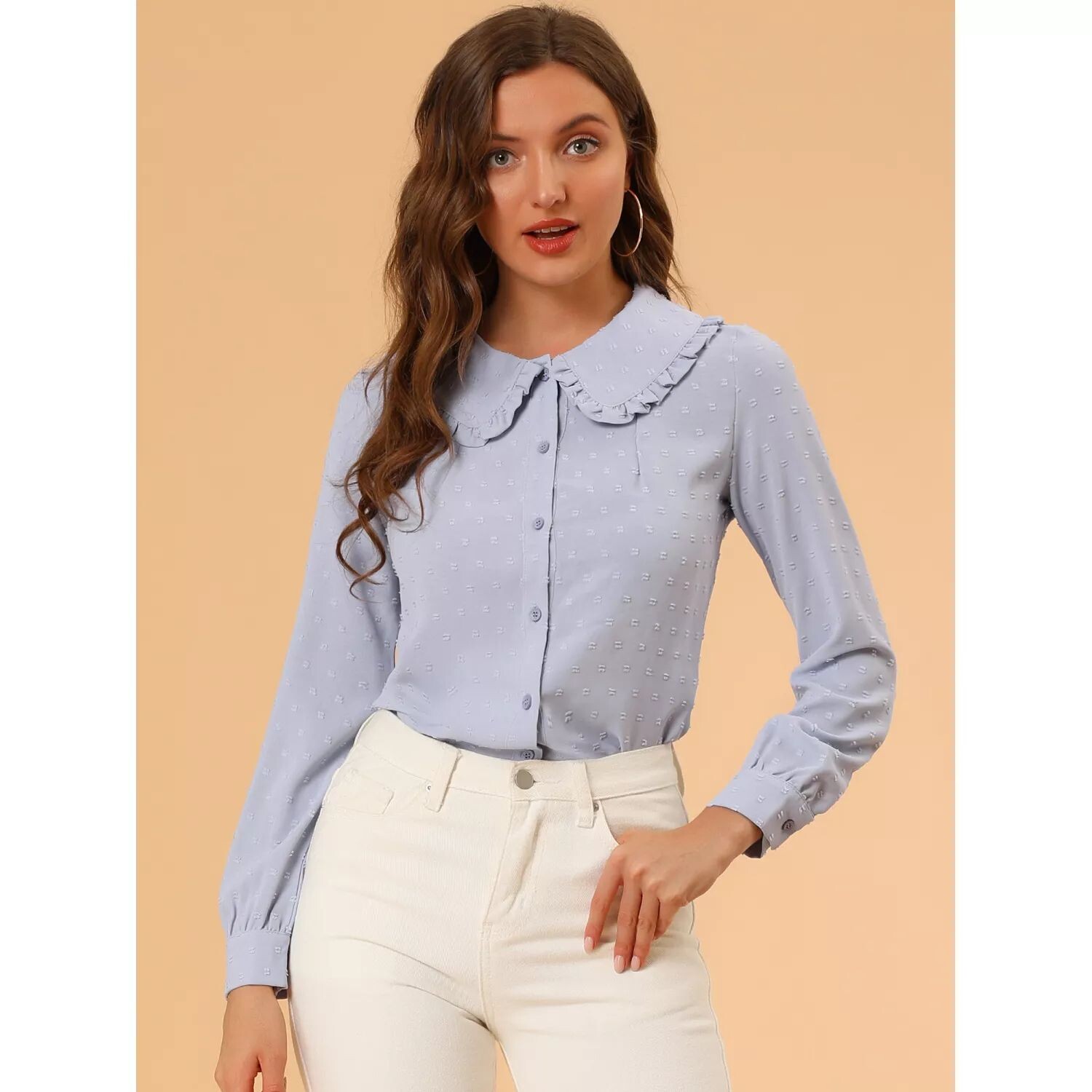 Женская рубашка в горошек с длинными рукавами и пуговицами спереди, блузка с воротником Питера Пэна ALLEGRA K, белый
Женская рубашка в горошек с длинными рукавами и пуговицами спереди, блузка с воротником Питера Пэна ALLEGRA K, белый