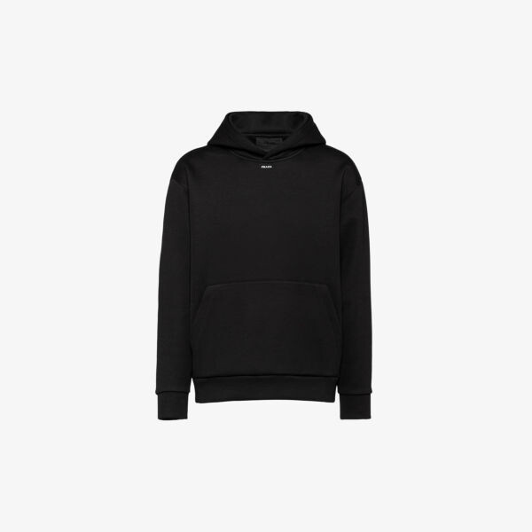 Техническая толстовка из хлопкового трикотажа с фирменным принтом Prada, черный 
Техническая толстовка из хлопкового трикотажа с фирменным принтом Prada, черный