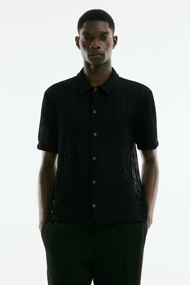 Рубашка в стиле кроше, классического кроя H&M, черный
Рубашка в стиле кроше, классического кроя H&M, черный