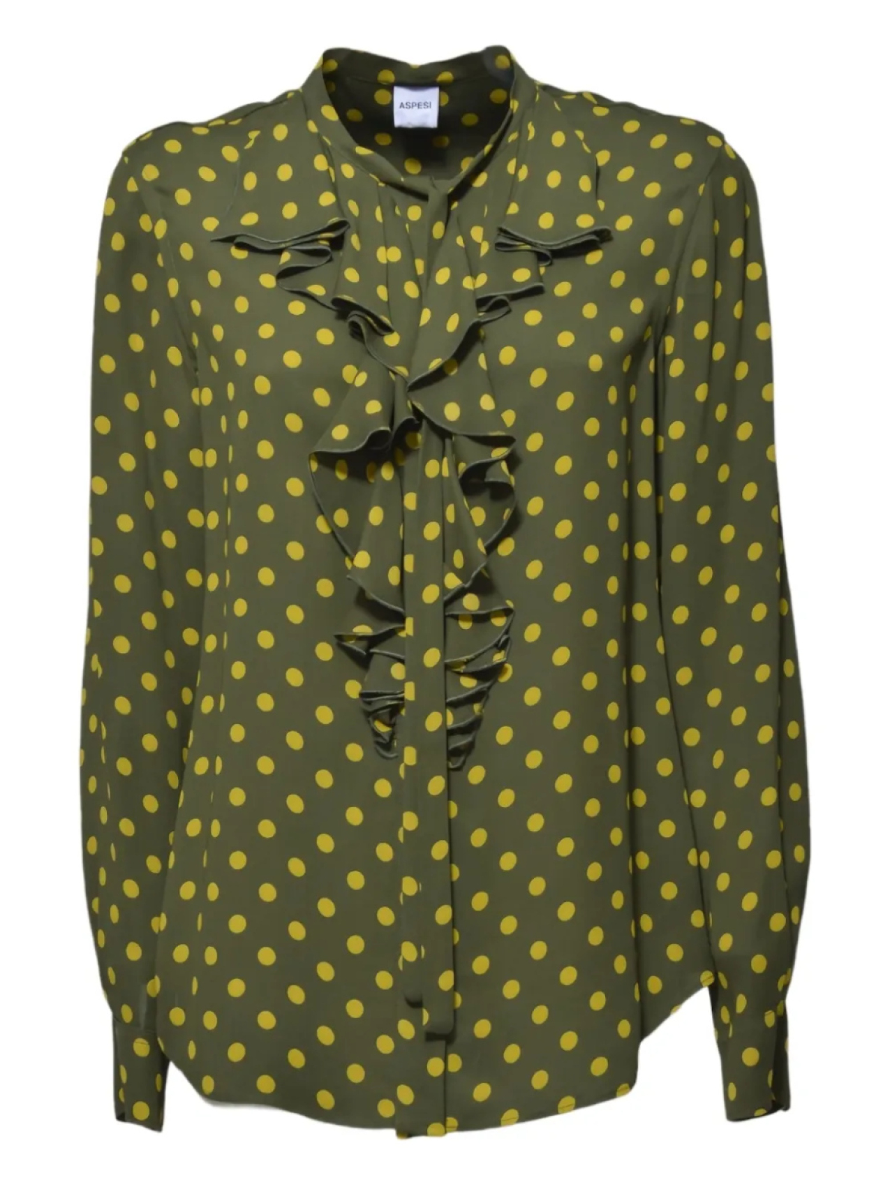 Блузка ASPESI с рюшами и принтом в горошек, зеленый
Блузка ASPESI с рюшами и принтом в горошек, зеленый