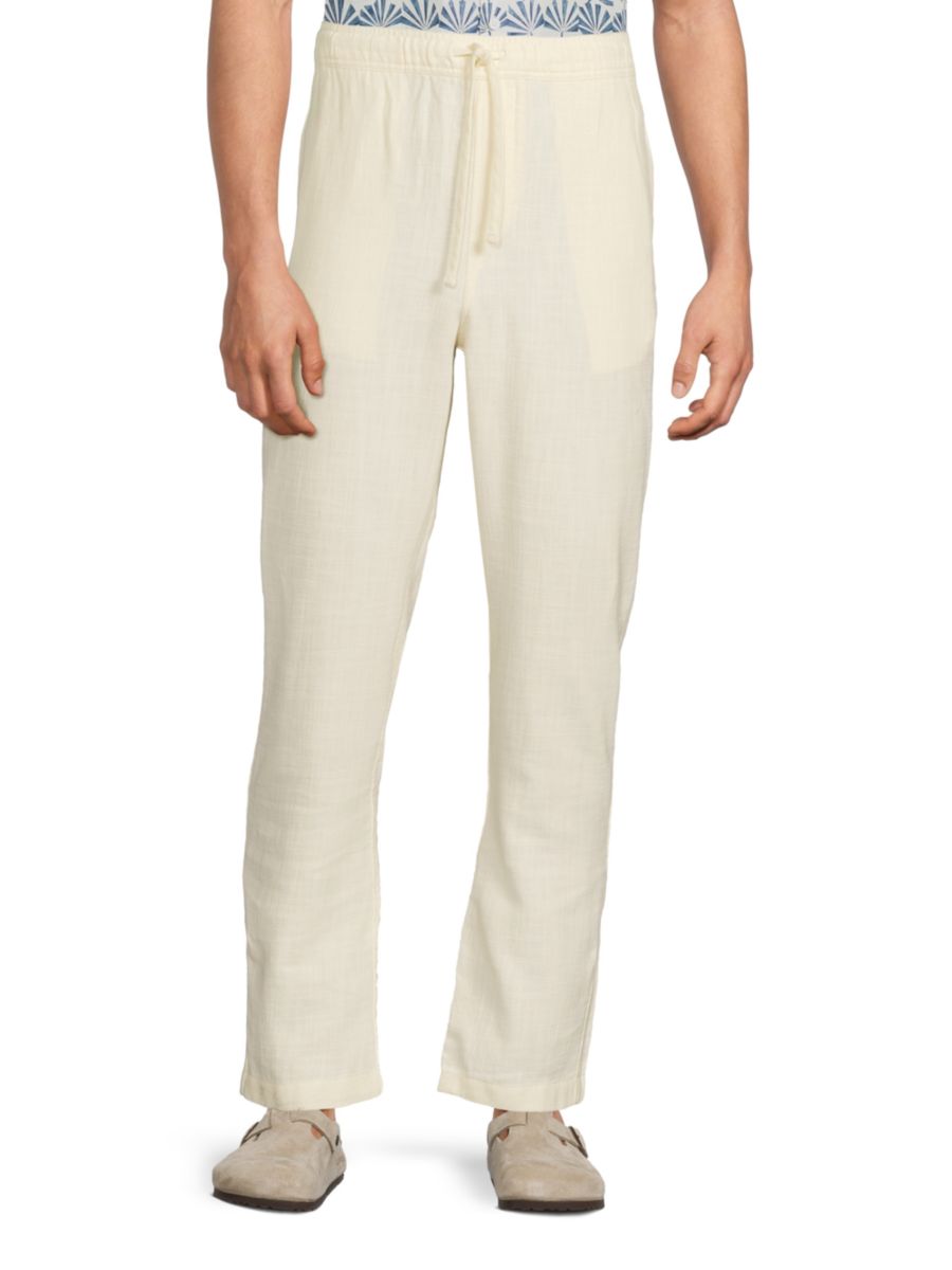 Брюки из марлевого хлопка и льна на завязках Onia, слоновая кость
Брюки из марлевого хлопка и льна на завязках Onia, слоновая кость