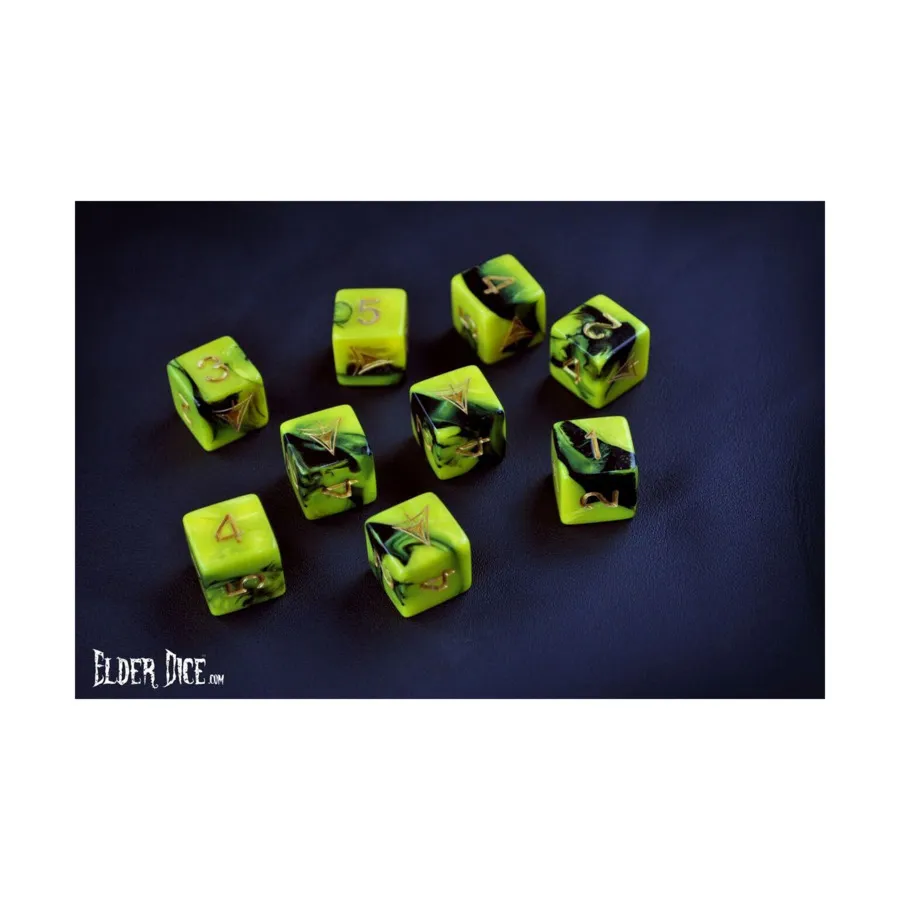 Трубка d6 — желто-зеленая с желтым знаком (9), Elder Dice
Трубка d6 — желто-зеленая с желтым знаком (9), Elder Dice