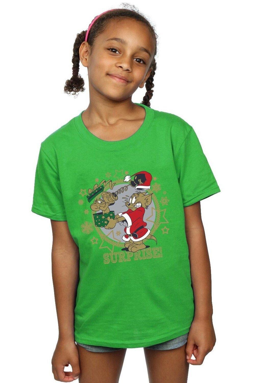 Хлопковая футболка с рождественским сюрпризом Tom & Jerry, зеленый
Хлопковая футболка с рождественским сюрпризом Tom & Jerry, зеленый
