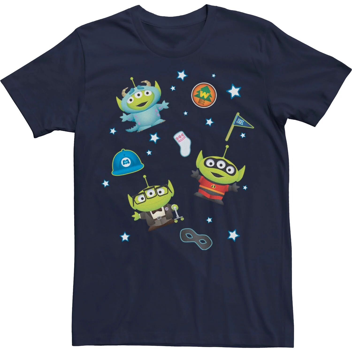 Мужская футболка Disney/Pixar Aliens Monsters Inc. Up The Incredibles Mashup Licensed Character
Мужская футболка Disney/Pixar Aliens Monsters Inc. Up The Incredibles Mashup Licensed Character