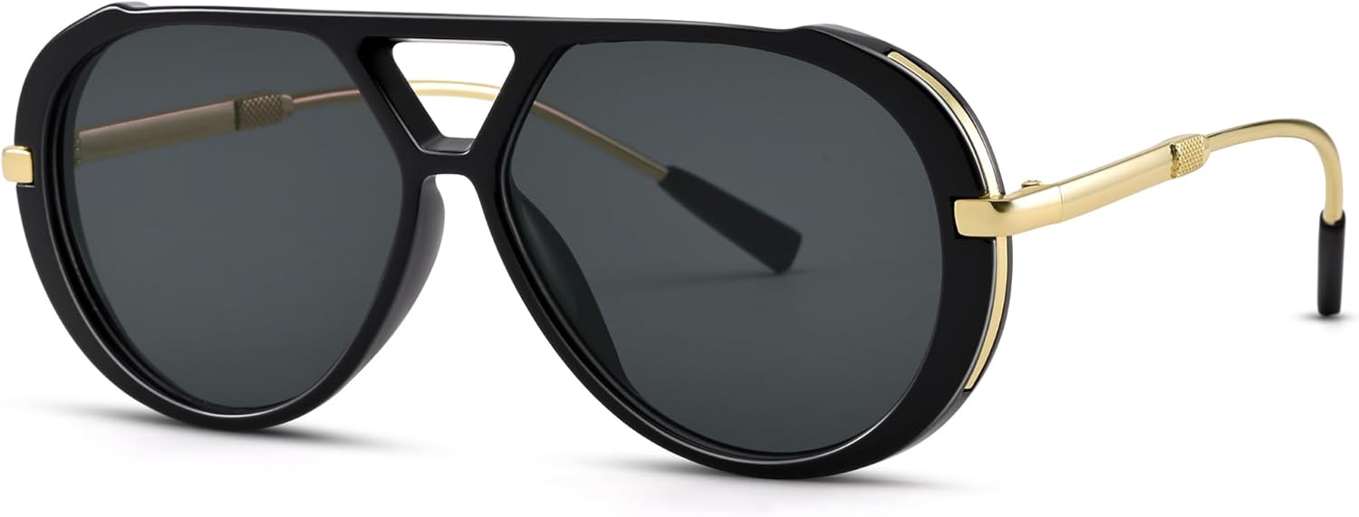 Модные солнцезащитные очки-авиаторы RAY SOL большого размера для женщин и мужчин, в стиле ретро 70-х годов, с двойной перемычкой и металлическими вставками, Black Frame/Gray Lens
Модные солнцезащитные очки-авиаторы RAY SOL большого размера для женщин и мужчин, в стиле ретро 70-х годов, с двойной перемычкой и металлическими вставками, Black Frame/Gray Lens