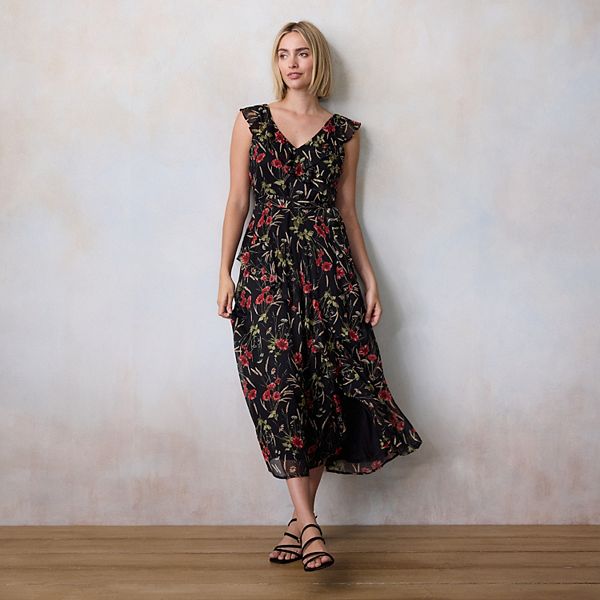 Женское асимметричное платье макси с рюшами Lc Lauren Conrad, Black Maida Meadow
Женское асимметричное платье макси с рюшами Lc Lauren Conrad, Black Maida Meadow