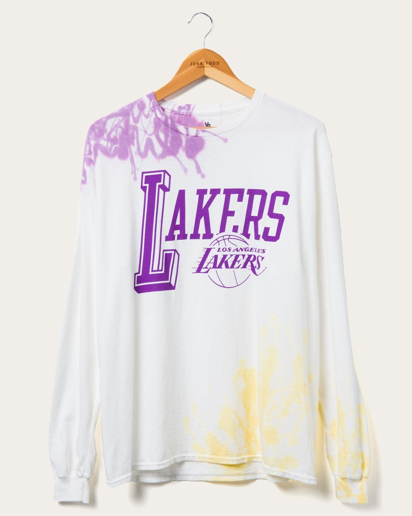 Футболка с длинным рукавом NBA Los Angeles Lakers Tie Dye с блошиного рынка Junk Food Clothing, фиолетовый/горчичный 
Футболка с длинным рукавом NBA Los Angeles Lakers Tie Dye с блошиного рынка Junk Food Clothing, фиолетовый/горчичный