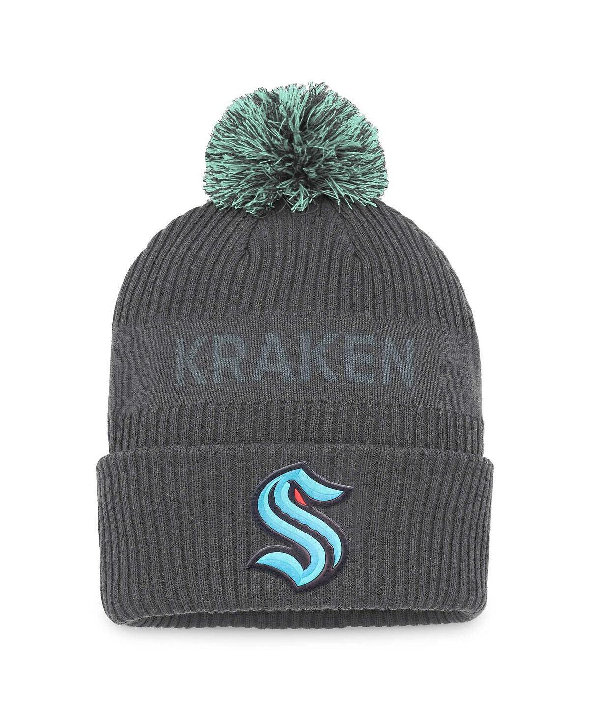 Мужская фирменная темно-серая вязаная шапка Seattle Kraken Authentic Pro Home Ice с манжетами и помпоном Fanatics
Мужская фирменная темно-серая вязаная шапка Seattle Kraken Authentic Pro Home Ice с манжетами и помпоном Fanatics
