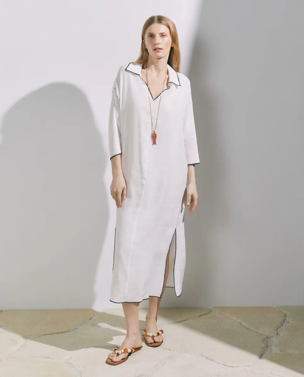 Женский льняной кафтан с контрастной строчкой Stella Rittwagen, белый
Женский льняной кафтан с контрастной строчкой Stella Rittwagen, белый