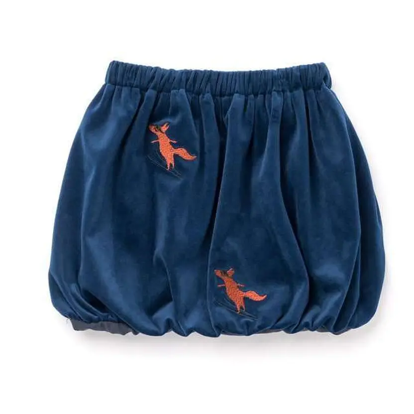 Юбка-фонарик из бархата с вышивкой в виде лис Omamimini, синий
Юбка-фонарик из бархата с вышивкой в виде лис Omamimini, синий