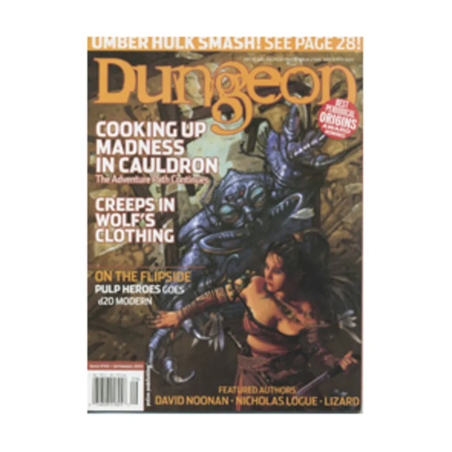 Журнал #102 "Cooking Up Madness in Cauldron, Pulp Heroes Goes d20 Modern", Dungeon Magazine #101 - #150
Журнал #102 "Cooking Up Madness in Cauldron, Pulp Heroes Goes d20 Modern", Dungeon Magazine #101 - #150
