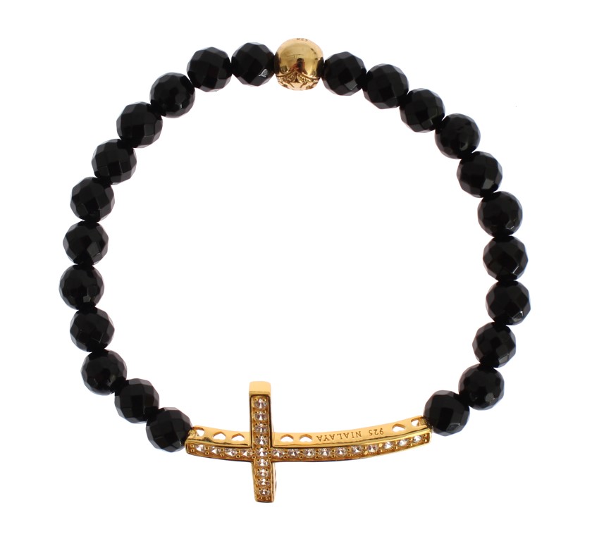 Позолоченный браслет из стерлингового серебра с крестом из фианита Nialaya Jewelry, золотой/черный
Позолоченный браслет из стерлингового серебра с крестом из фианита Nialaya Jewelry, золотой/черный
