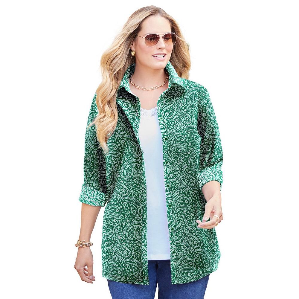 Женская рубашка больших размеров на пуговицахCatherines Liz&me больших размеров, цвет Clover Green Stencil
Женская рубашка больших размеров на пуговицахCatherines Liz&me больших размеров, цвет Clover Green Stencil