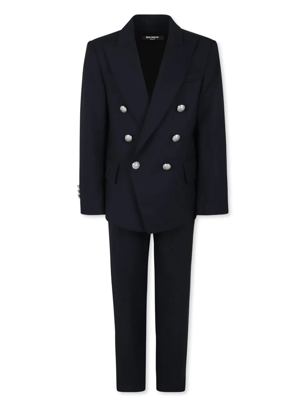 Шерстяной костюм с двубортным пиджаком Balmain Kids, синий 
Шерстяной костюм с двубортным пиджаком Balmain Kids, синий