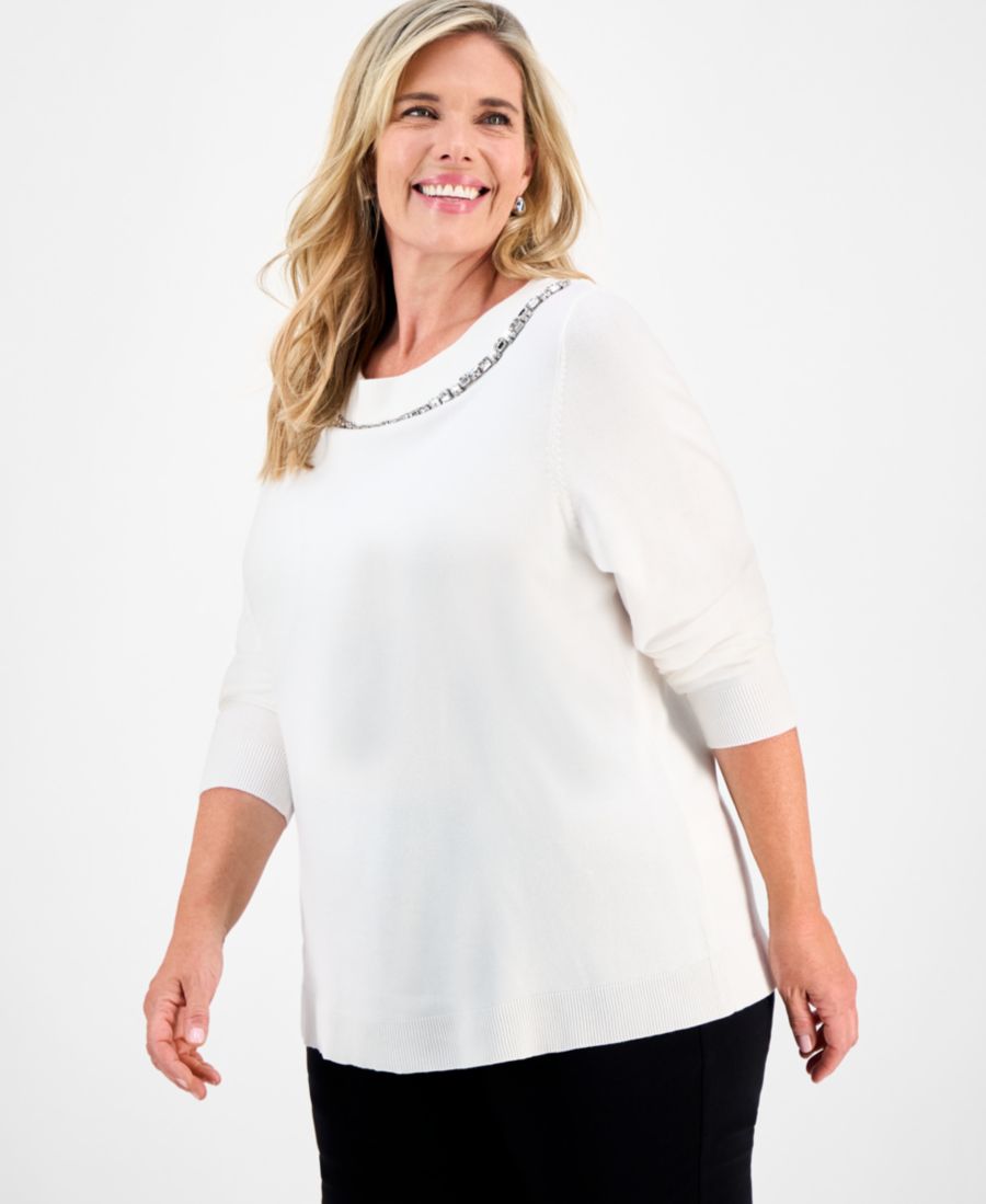 Свитер большого размера с декорированным вырезом-лодочкой, эксклюзивно представлен в Macy's JM Collection, Neo Nautral Combo
Свитер большого размера с декорированным вырезом-лодочкой, эксклюзивно представлен в Macy's JM Collection, Neo Nautral Combo