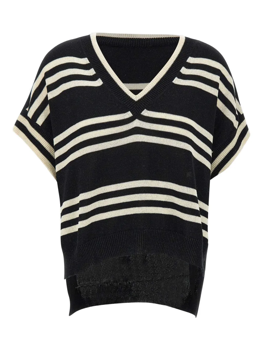 Полосатый свитер с V-образным вырезом kaos, черный
Полосатый свитер с V-образным вырезом kaos, черный