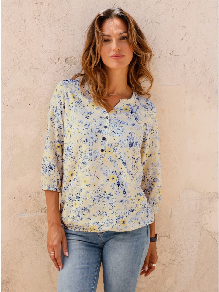 Блузка с принтом ванильного и дымчато-синего цветов. WITT WEIDEN
Блузка с принтом ванильного и дымчато-синего цветов. WITT WEIDEN