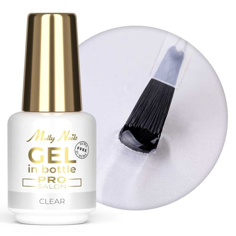 Гель во флаконе с кисточкой Molly Nails Pro Salon Clear HEMA/Di-HEMA Free 15 г 
Гель во флаконе с кисточкой Molly Nails Pro Salon Clear HEMA/Di-HEMA Free 15 г