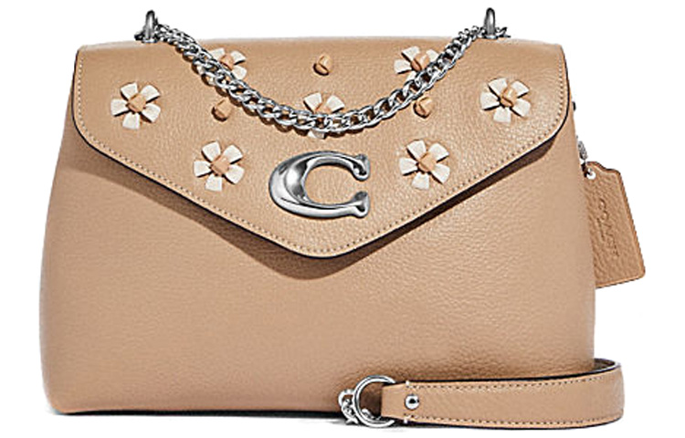 COACH Полированная кожаная трансформируемая сумка через плечо среднего размера для женщин молочный чай 
COACH Полированная кожаная трансформируемая сумка через плечо среднего размера для женщин молочный чай