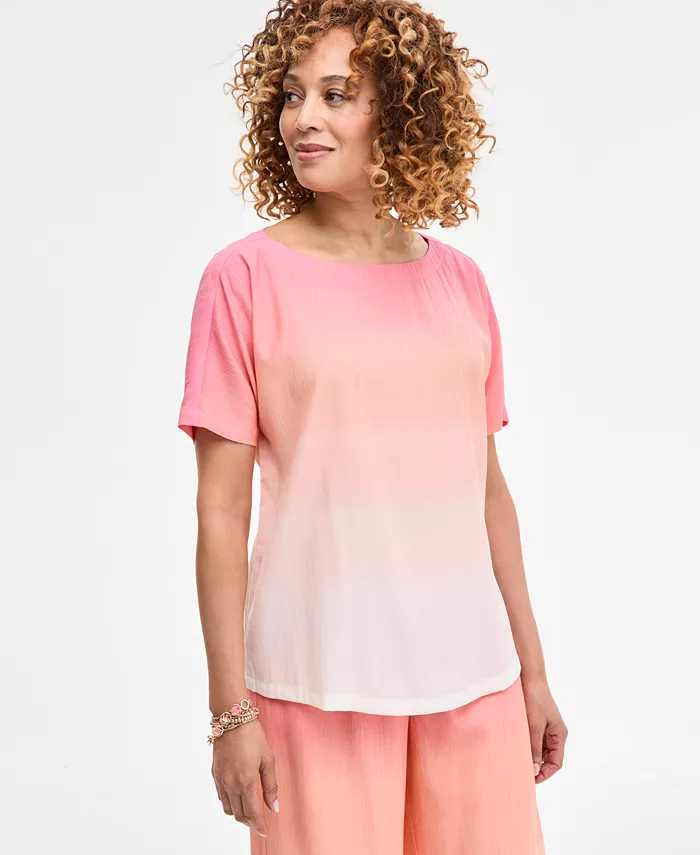 Женская короткая блуза с эффектом омбре и плиссировкой JM Collection, розовый
Женская короткая блуза с эффектом омбре и плиссировкой JM Collection, розовый