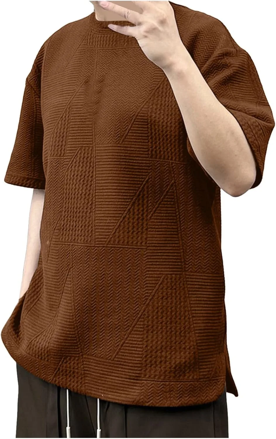 Мужская футболка Casual с уникальным текстурным дизайном и скрытым карманом
Мужская футболка Casual с уникальным текстурным дизайном и скрытым карманом