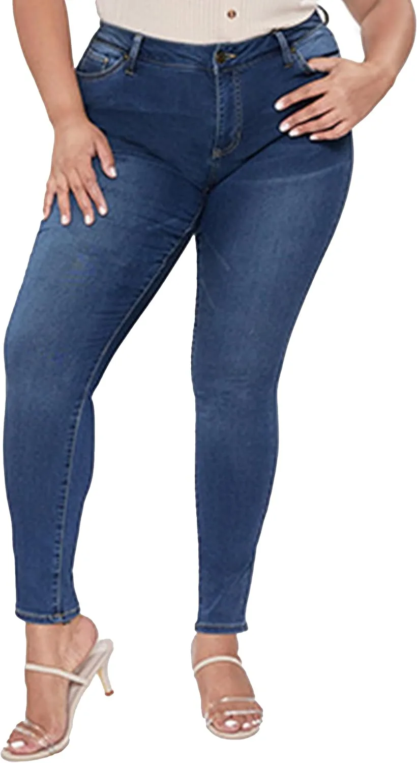 YMI Women's Plus Size Hyperdenim суперэластичные скинни джинсы
YMI Women's Plus Size Hyperdenim суперэластичные скинни джинсы
