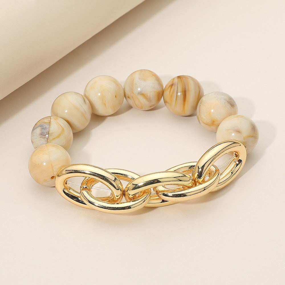 Браслет из металлической цепочки с мраморным шаром и бусинами Fashnzfab, бежевый/золотой
Браслет из металлической цепочки с мраморным шаром и бусинами Fashnzfab, бежевый/золотой