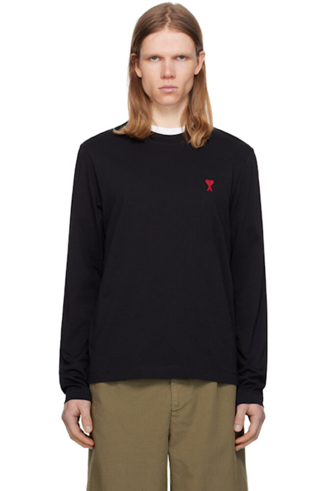 Черная хлопковая футболка с длинными рукавами Ami de Coeur AMI Paris
Черная хлопковая футболка с длинными рукавами Ami de Coeur AMI Paris