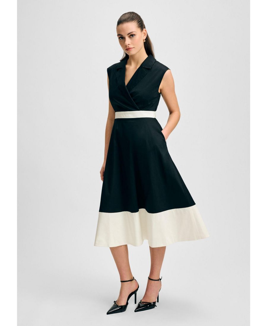 Женское хлопковое платье миди с воротником-стойкой и пышной юбкой Isaac Mizrahi, Black/white
Женское хлопковое платье миди с воротником-стойкой и пышной юбкой Isaac Mizrahi, Black/white